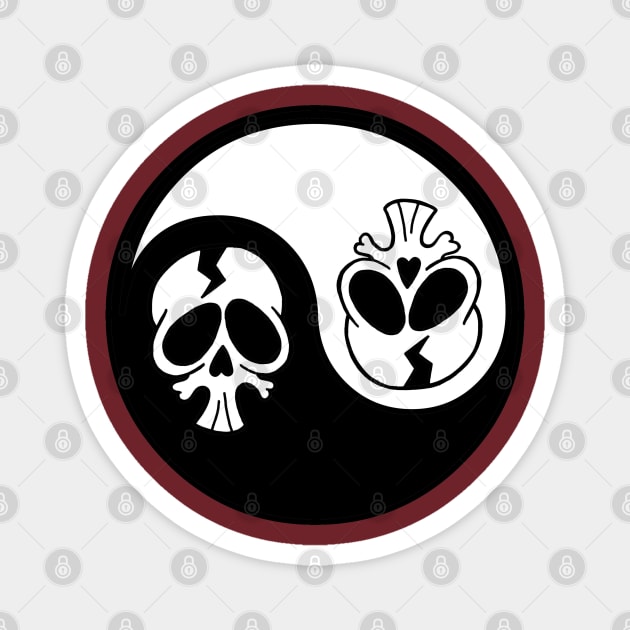 Yinyang Skulls Magnet by OrneryDevilDesign