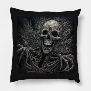 Emerging Nightmare Skeleton Smiles Pillow