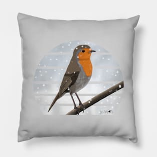 Robin Winter Snow Bird Watching Birding Ornithologist Gift Pillow