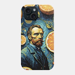 Starry Night Mosaic: Van Gogh Inspired Portrait with Lemons Phone Case