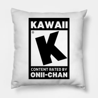 Kawaii ESRB Rated K Black and White Content Rating Pillow