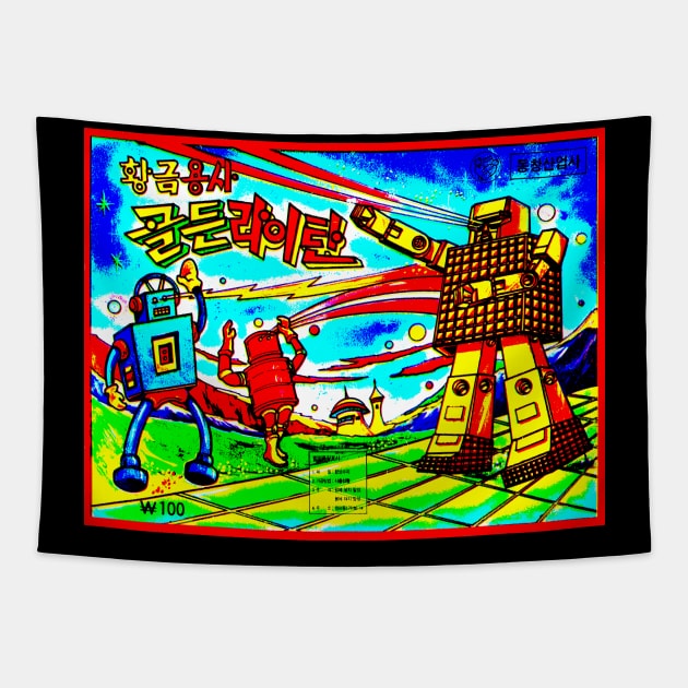 Korean Bootleg Kinkeshi Card Art Tapestry by retroworldkorea