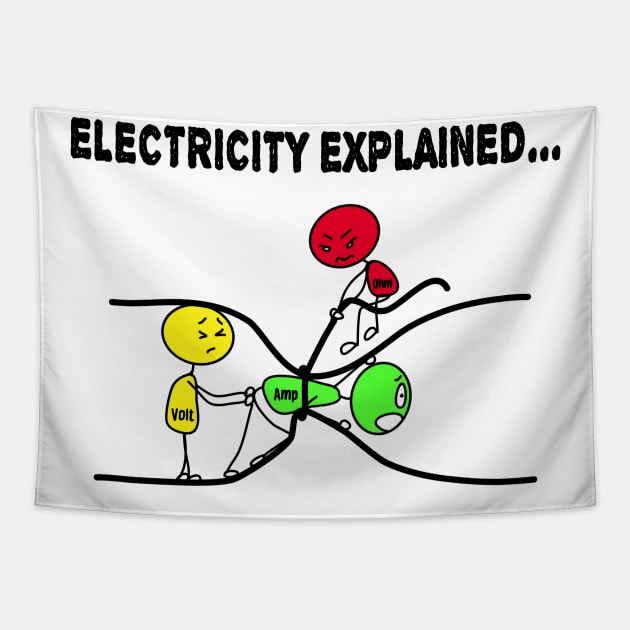 Electrician Joke Cute Gift Electricity Science Nerd Volt Comic Teacher Tapestry by Kibo2020