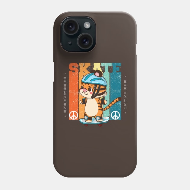 Funny cat skater Phone Case by MisaMarket