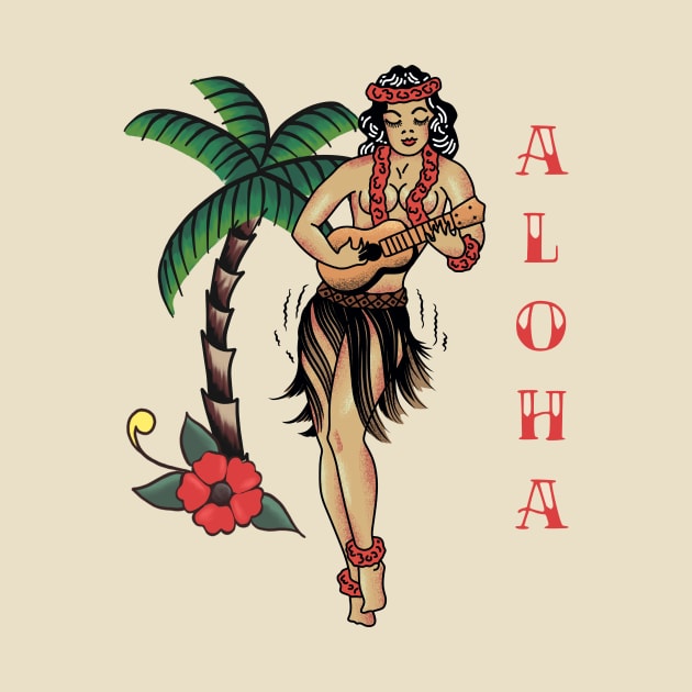 Jerry Style Traditional Aloha Hula Pinup Girl In Hawaii by LittleBunnySunshine