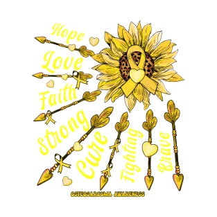 Osteosarcoma Awareness - Sunflower leopard faith love fight T-Shirt