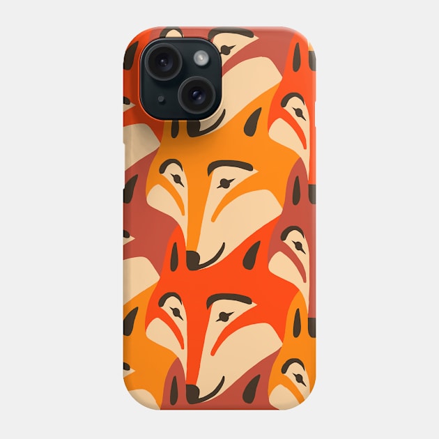 Fox face dogtooth pattern Phone Case by P-Jaworska