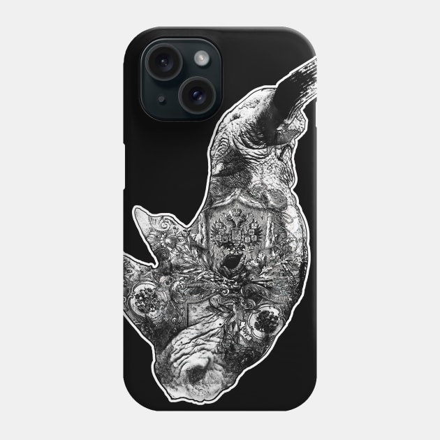 Rhino Black and White Money Texture Phone Case by Glass Table Designs