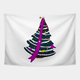 Xmas tree with cute Peppermint candy Tapestry