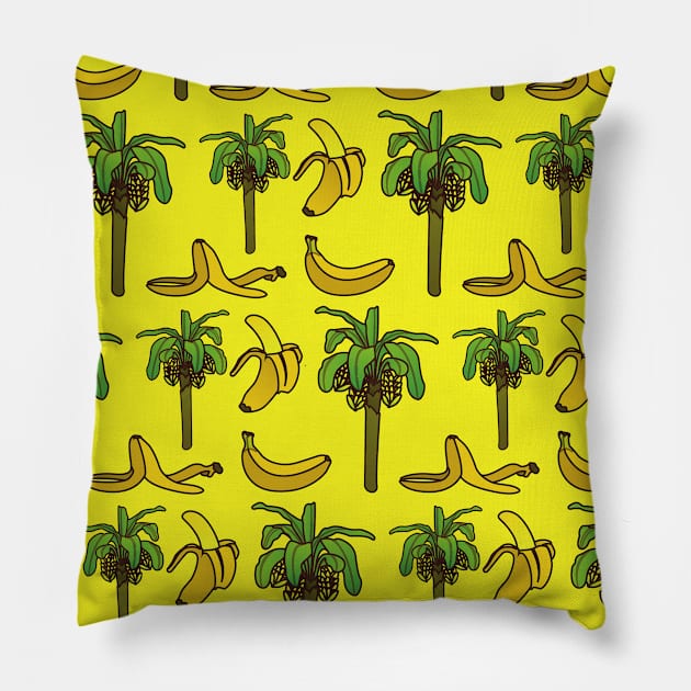 Banana tree art suitable for a kids nursery. Perfect present for mom mother dad father friend him or her Pillow by SerenityByAlex