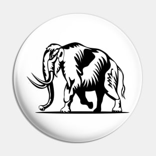 Woolly Mammoth Side View Woodcut Pin