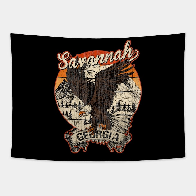 Savannah Georgia Bald Eagle Retro Vintage Aesthetic Tapestry by aavejudo