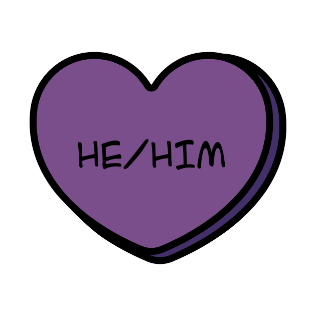 Pronoun He/Him Conversation Heart in Purple by Art Additive