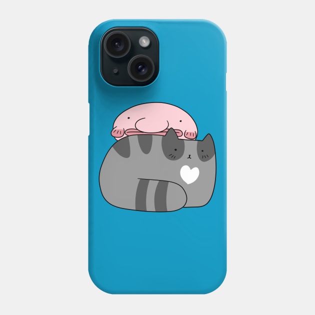 Blue Tabby Cat and Blobfish Phone Case by saradaboru