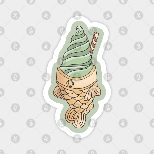 Matcha Taiyaki Ice Cream Magnet by PeachPantone