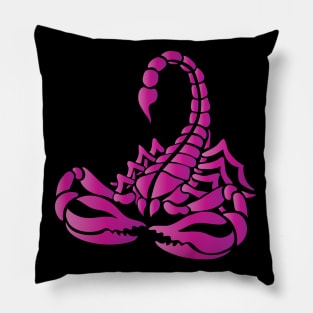 Pink Scorpion, Tribal Art Style Pillow