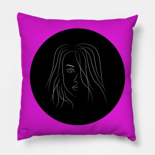 face of a beautifull girl in black background Pillow