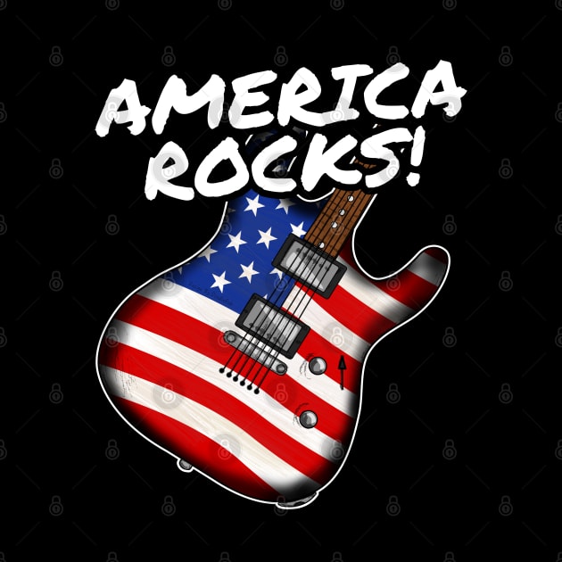 4th July Guitar America Rocks USA Flag Guitarist by doodlerob