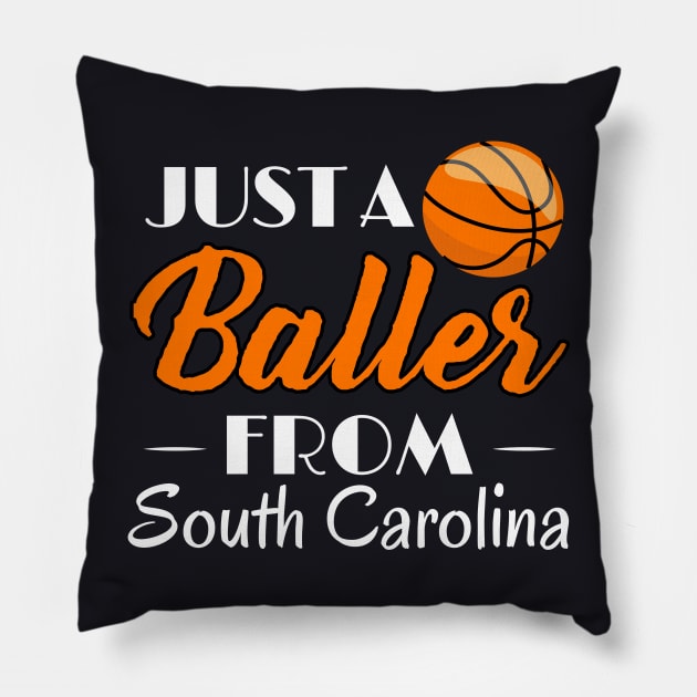 Just a Baller from South Carolina Basketball Player T-Shirt Pillow by GreenCowLand