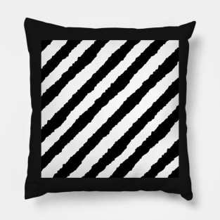 Diagonal Black Stripe Repeat Pattern Pillow