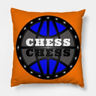 Chess Logo in Black, White and Blue Pillow