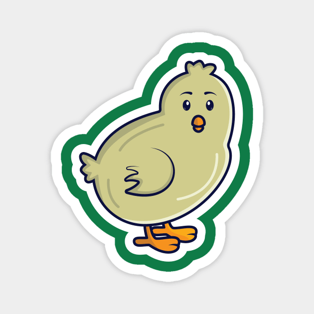 Cute Cartoon Baby Chicken Sticker vector illustration. Animal nature icon concept. Funny yellow chicks in simple kawaii sticker style vector design with shadow. Magnet by AlviStudio