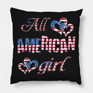 Patriotic All American Girl Red White And Blue Pillow