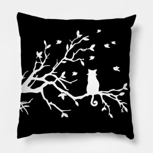 Cat Sitting On A Tree - An Aesthetic Pillow