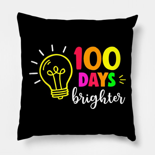 Happy 100th Day Of School 100 Days Brighter Girls Teacher Pillow by deptrai0023