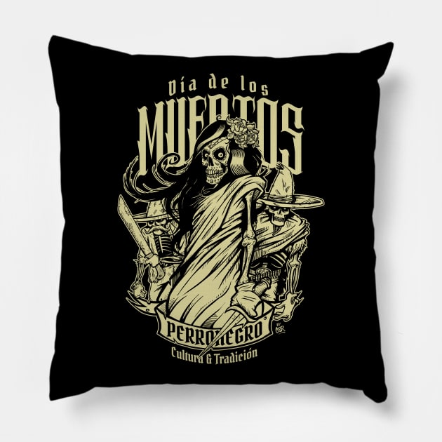 Perronegro Día de los Muertos Pillow by CsrJara / Perronegro Clothing