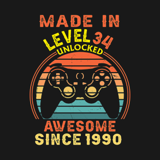 T4681990 Made In Level 34 Unlocked Awesome Since 1990 T-Shirt