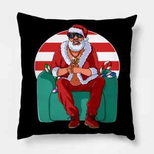 Black Santa Claus Gangster Christmas Pillow