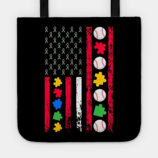 Autism Awareness Month American Sports Flag Baseball Tote