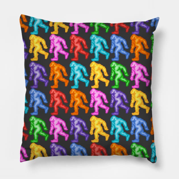 Rainbow Bigfoot Pillow by Slightly Unhinged