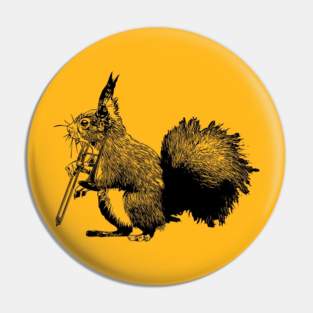 Squirrel wielding Trombone Pin by dankdesigns