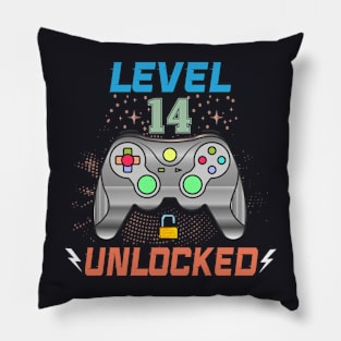 Level 14 Unlocked 14th Birthday Gamer Gifts 14 Year Old Boys Pillow