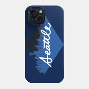 Seattle Skyline Blue Cursive Phone Case