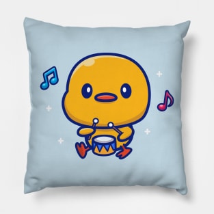 Cute Duck Playing Drum Pillow