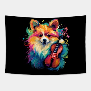 Pomeranian Playing Violin Tapestry