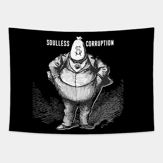 Soulless Corruption No. 1: The American Way on a Dark Background Tapestry by Puff Sumo