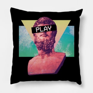 Vaporwave Aesthetic Glitch Effect Play Bust Pillow