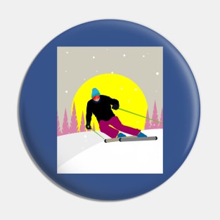 Skier Snow Mountains Extreme Sport Pin