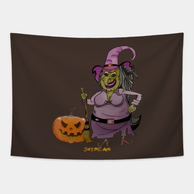Halloween witch pumpkin spooky fall autumn T-Shirt Mug Apparel Hoodie Sticker Gift Salem Tapestry by Joey's Magical Art & Craft