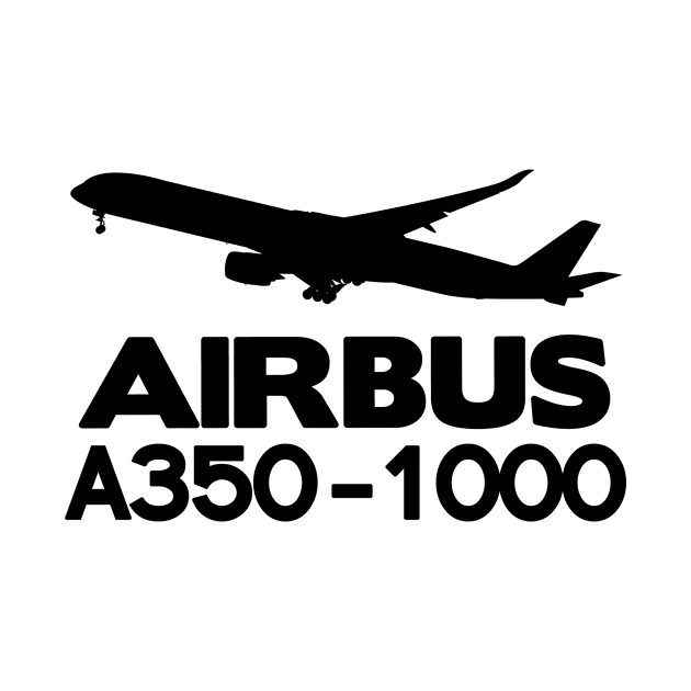 Airbus A350-1000 Silhouette Print (Black) by TheArtofFlying