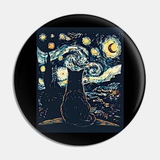 Cat Starry Night Celestial Journeys Pin