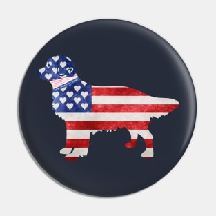 Patriotic Preppy Retriever Dog Pin