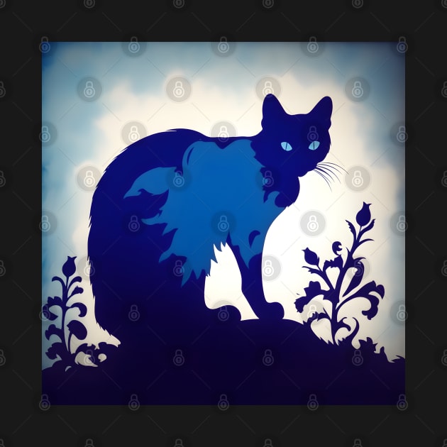 Royal Blue Cat silhouette by Spaceboyishere