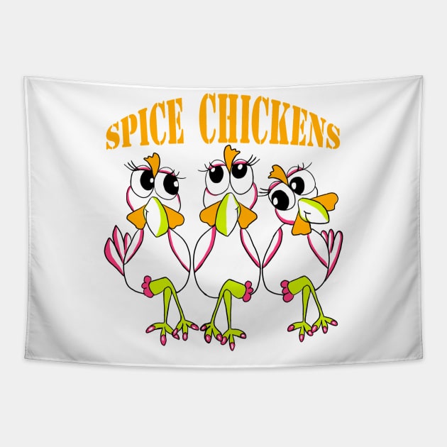 Orange Spice Chickens Tapestry by Krance Graph