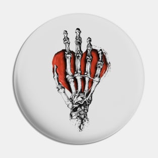 Skeleton Hand on Heart Pin