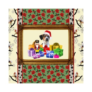 jack Russell Terrier Dog Baroque frame gift merry christmas T-Shirt